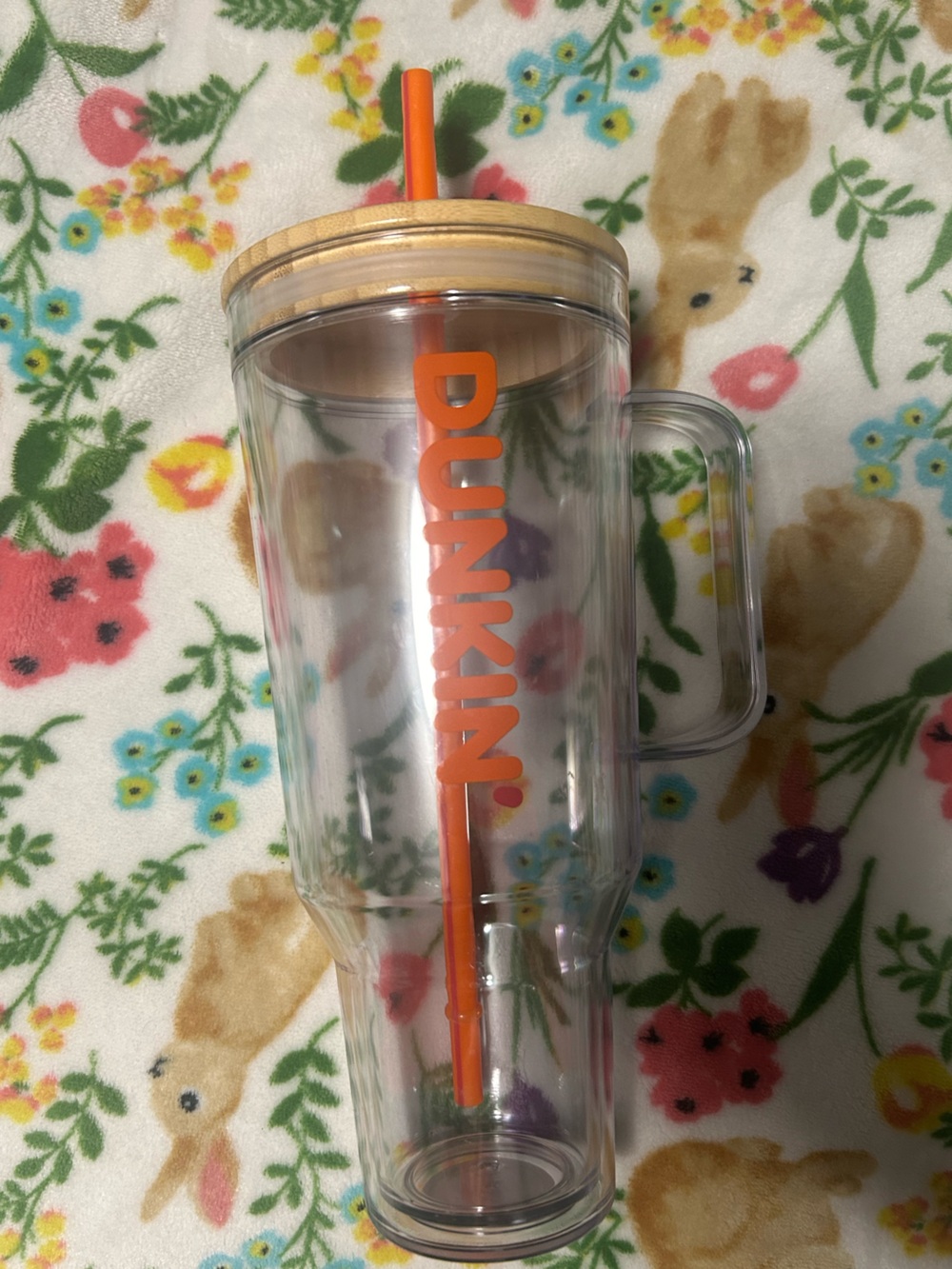 40oz. Dunkin' Clear Travel Bottle with Orange Logo